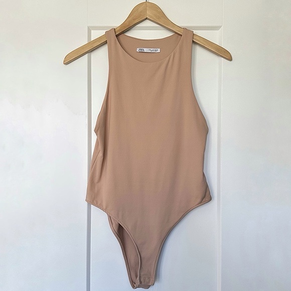Zara Polyamide Halter Bodysuit - Beige - Picture 3 of 4